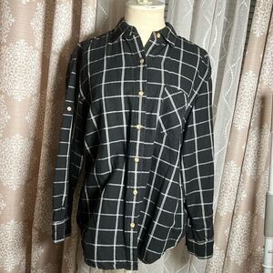 Vintage Jones Wear Sport Black White Windowpane Check Button-Down Collared Blous